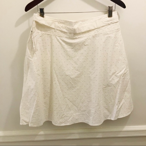 NWT Theory Eyelet Skirt 8 white defects belt a-line cotton - Picture 2 of 13